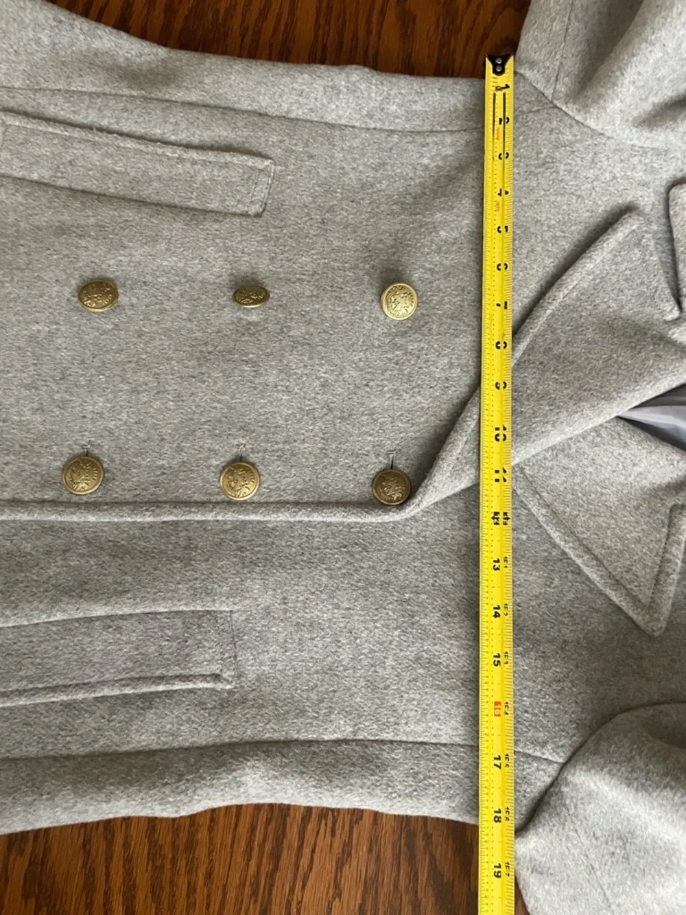 J. Crew Gray Double-Breasted Wool-Blend Peacoat with Gold Buttons - Picture 6 of 10
